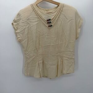 Vintage Componix Marsha and Julio Rayon Beaded Drape Neck Blouse Cream Size 6